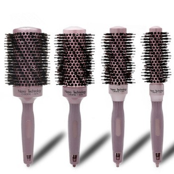 Wholesale purple ceramic Ionic Brush anti-static Heat-Resistant salon round hair brush